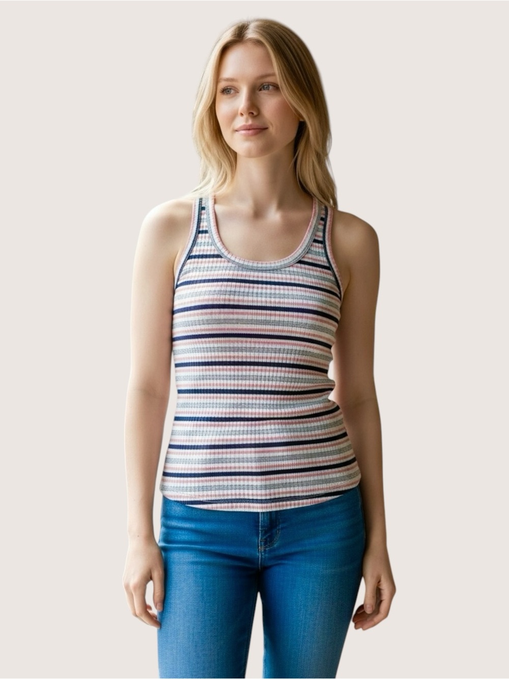 Left‎ of Center Anthropologie Ribbed Striped Racerback Tank – Size M